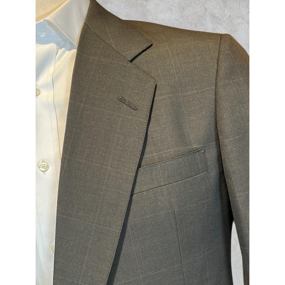 Vtg Hart Schaffner Marx 42R 34x29 Taupe Brown Plaid Classic Suit Viracle - Picture 8 of 16
